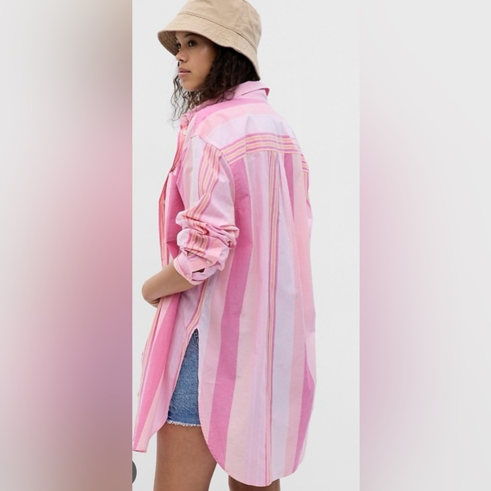 GAP Pink Striped Button-Down Shirt - Picture 2 of 16